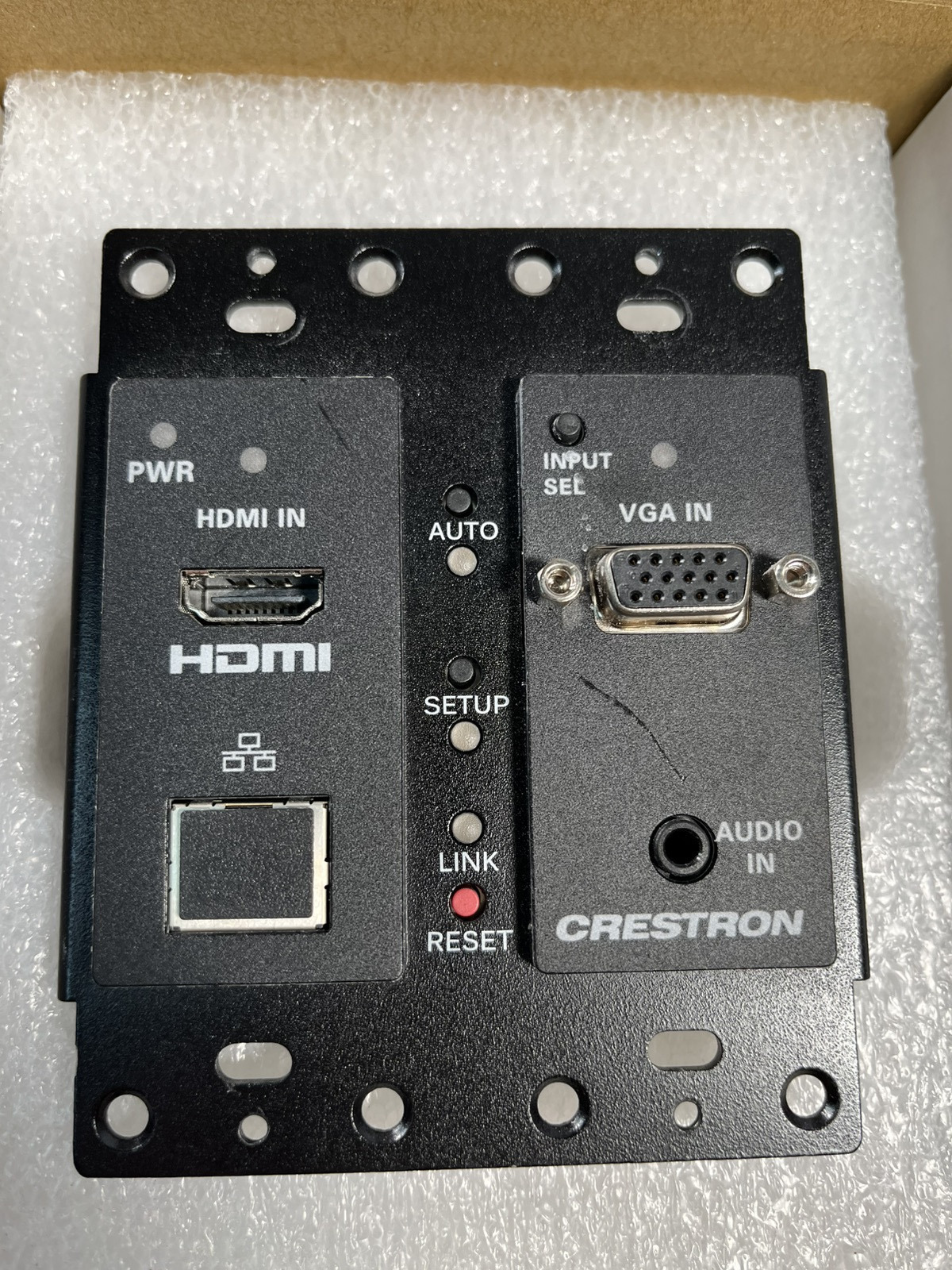 CRESTRON HD-TX-201-C-2G-E-B-T DM LITE TRANSMITTER 2×1 Switcher w/VGA-Audio OPEN