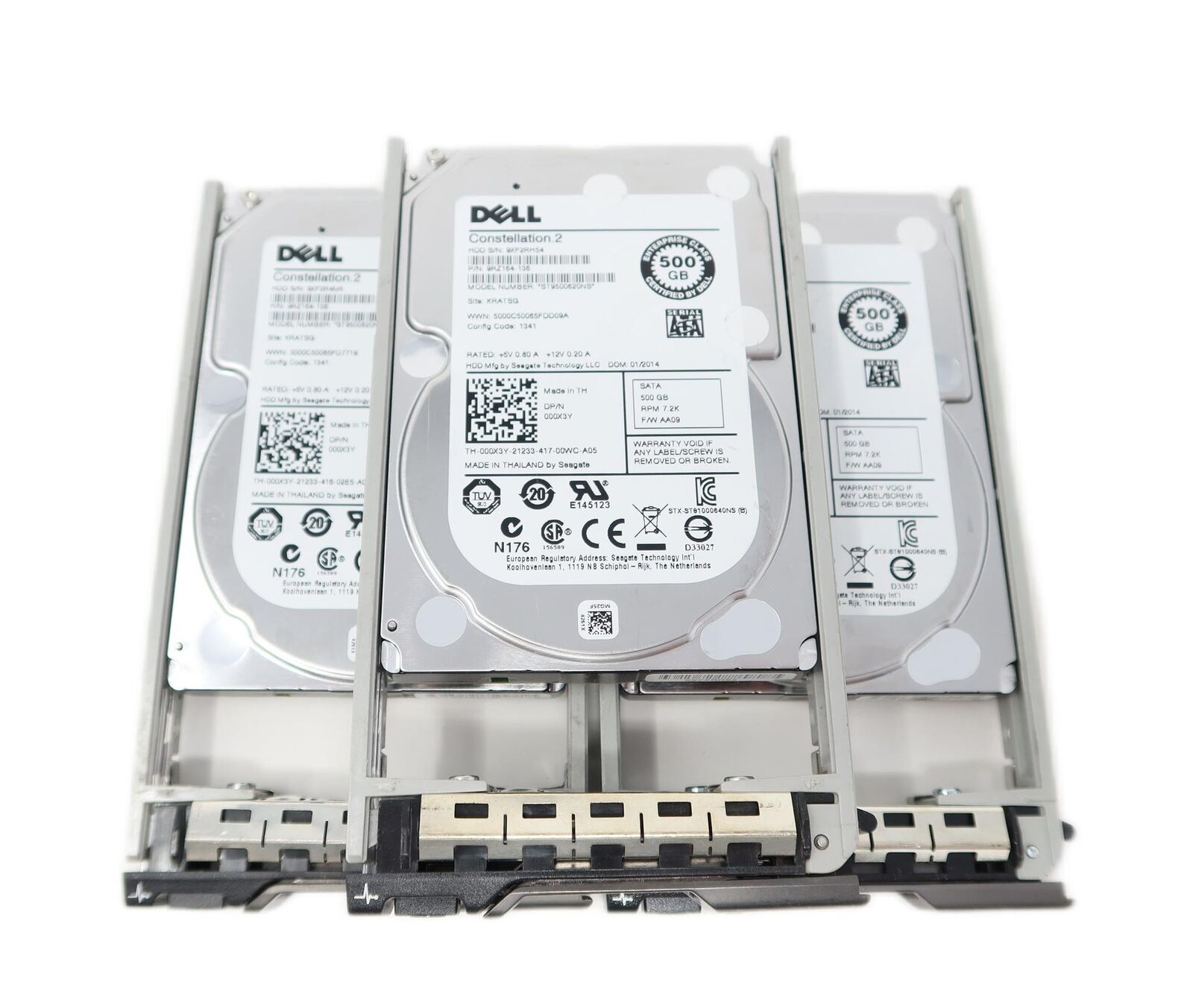 DELL 00X3Y ST9500620NS (Lot of 3) 500GB 7.2K SATA 2.5″ 6Gb/s Hard Drive