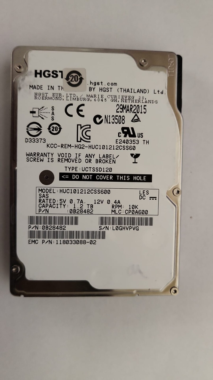 HUC101212CSS600 1.2TB 10000RPM 6Gbps 2.5″ SAS Hard Drive FULLY TESTED
