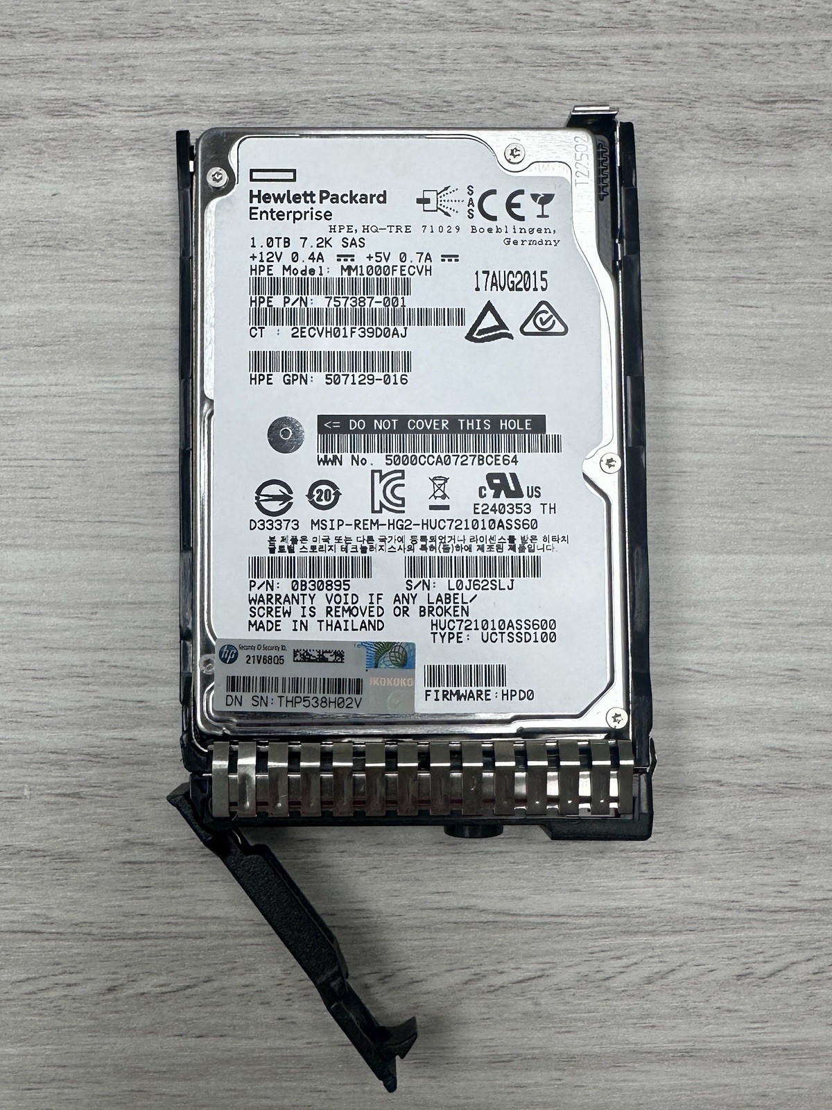 1TB SAS Hard Drive For HP Server ProLiant DL360 Gen9 With Caddy