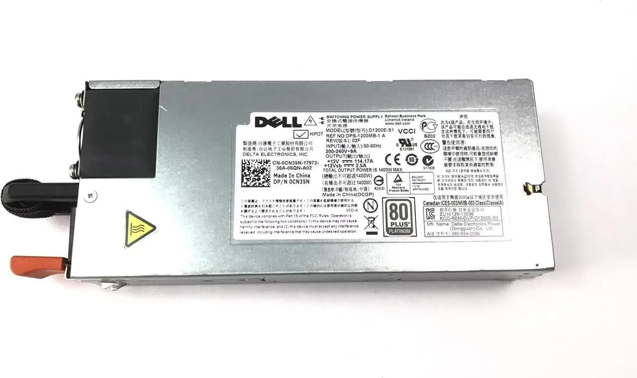 Dell 0CN35N CN35N D1200E-S1 1400W Switching Server Power Supply 80 Plus Platinum