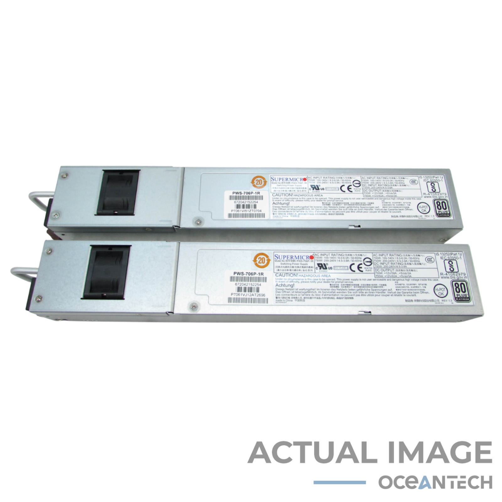 Lot of 2 Supermicro PWS-706P-1R 750W Server Power Supply Unit PSU