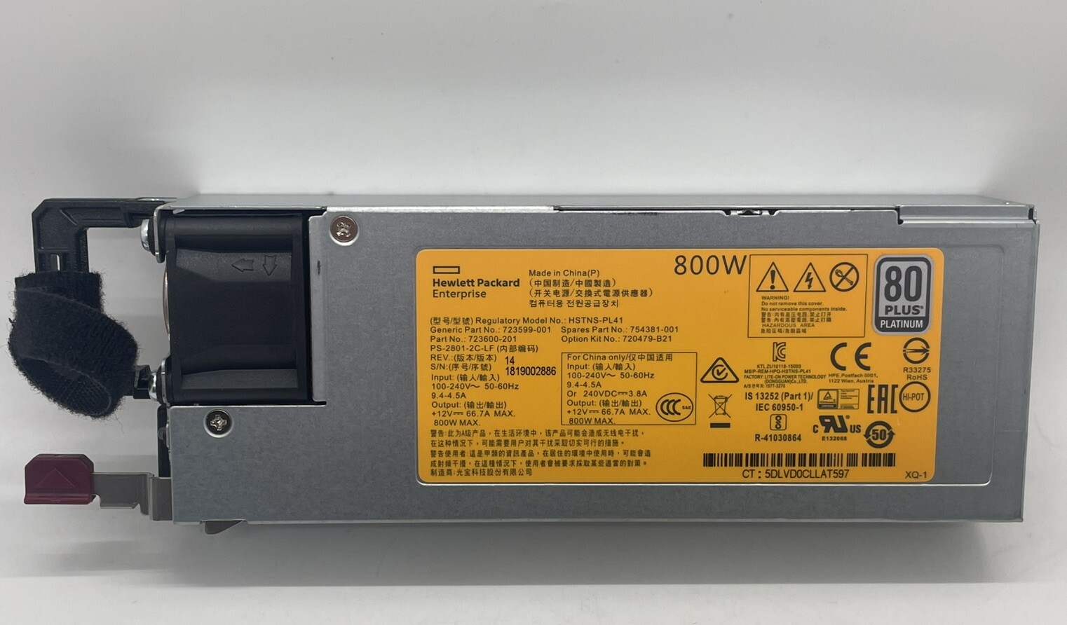 HP Server Power Supply 800W 80 PLUS Platinum 723600-201 **NEW**