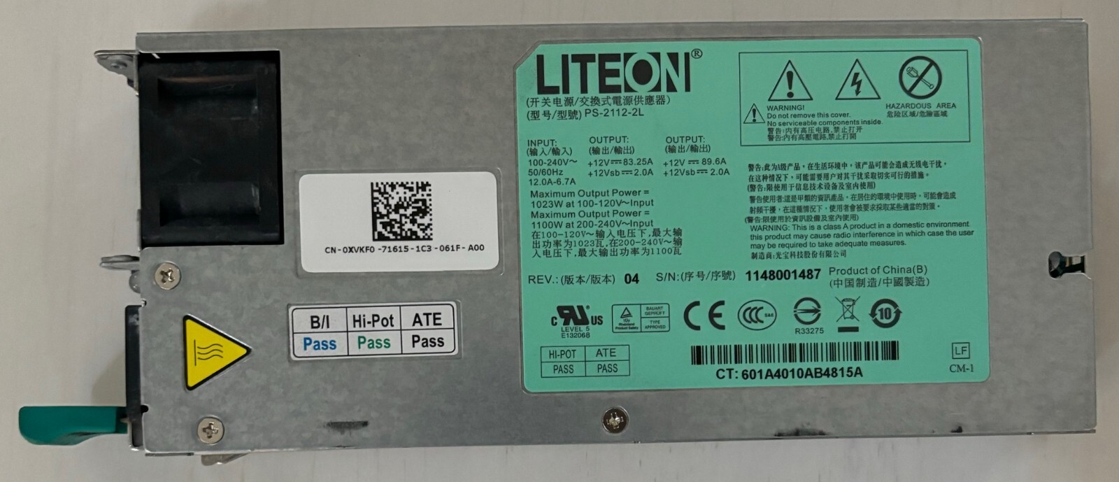 Dell Liteon PS-2112-2L Server power supply 1100 watt