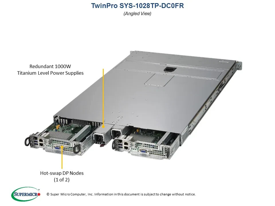 Supermicro SYS-1028TP-DC0FR Barebones Server NEW IN STOCK, 5 Year Warranty