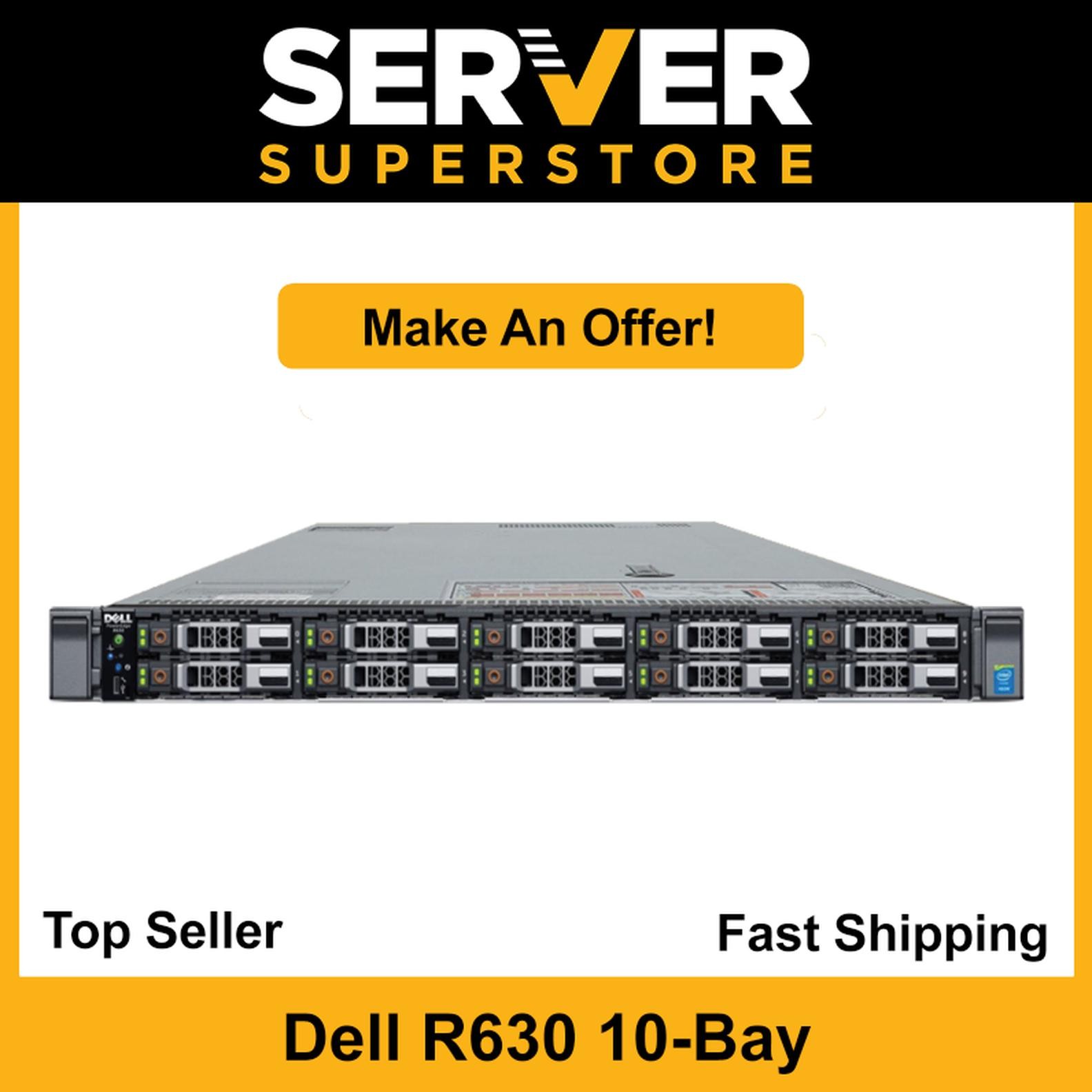 Dell PowerEdge R630 Server 2x E5-2630 V4 = 20 Cores H730 32GB RAM 10x trays