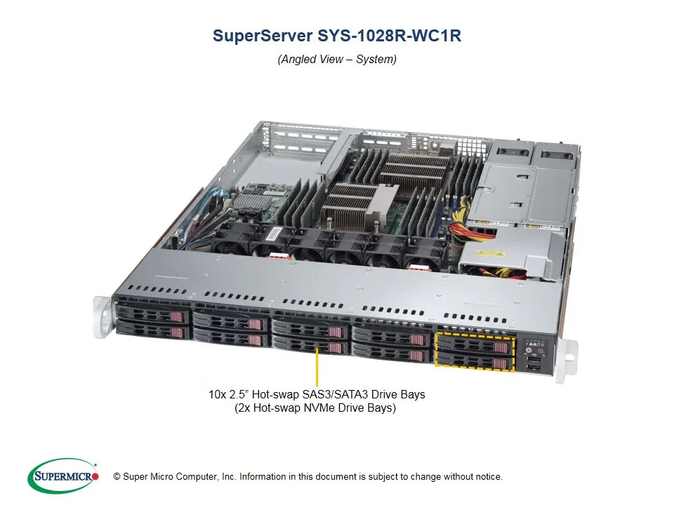 Supermicro SYS-1028R-WC1RT Barebones Server NEW, IN STOCK, 5 Year Warranty