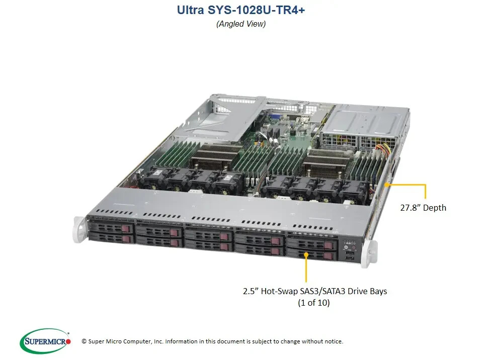 ✅*Authorized Partner*Supermicro SYS-1028U-TR4+ 1U Rackmout W/ X10DRU-i+