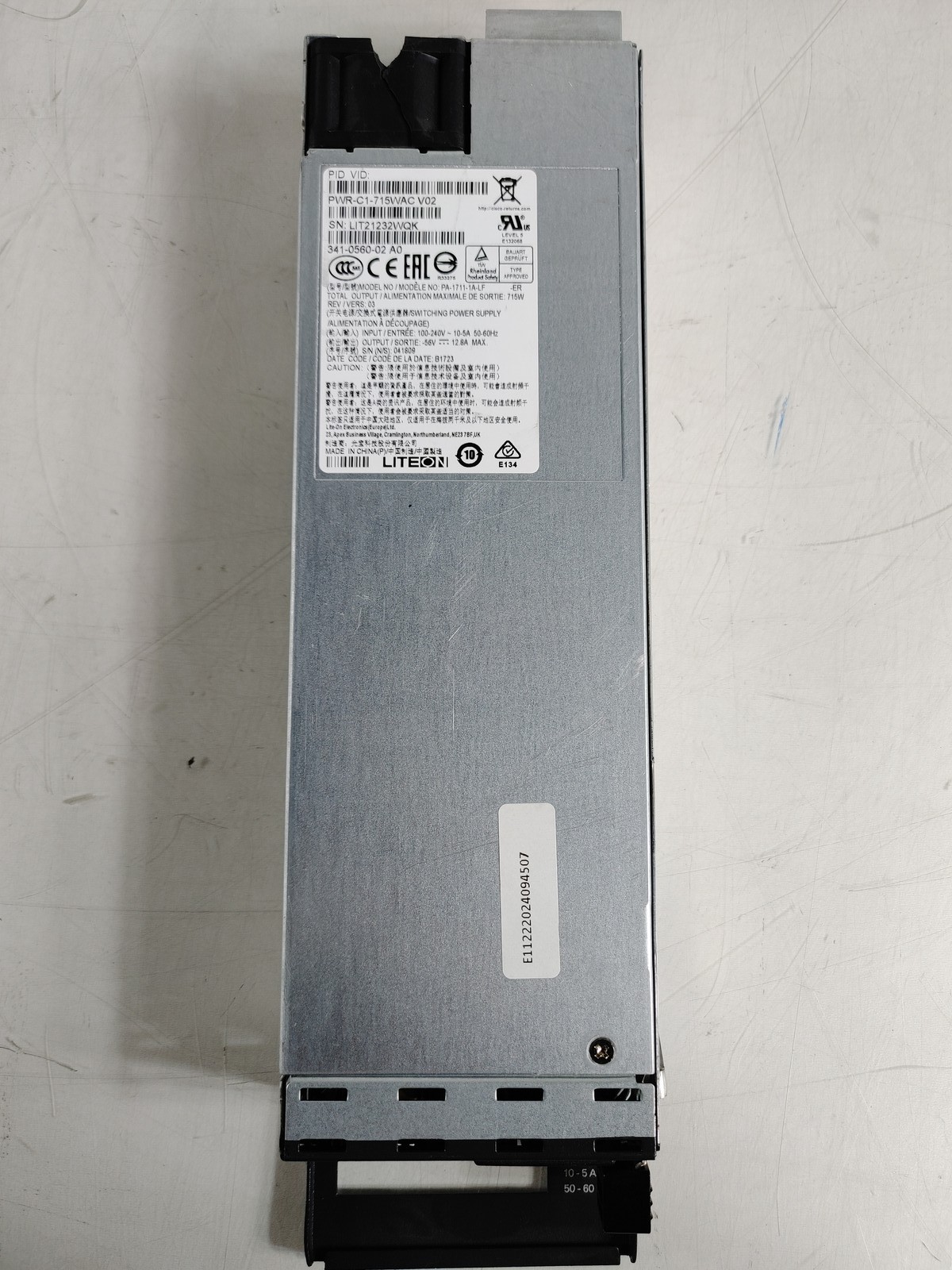 Lot of 2 Cisco PWR-C1-715WAC 715 W Hot Swap 1U Server Power Supply 341-0560-02