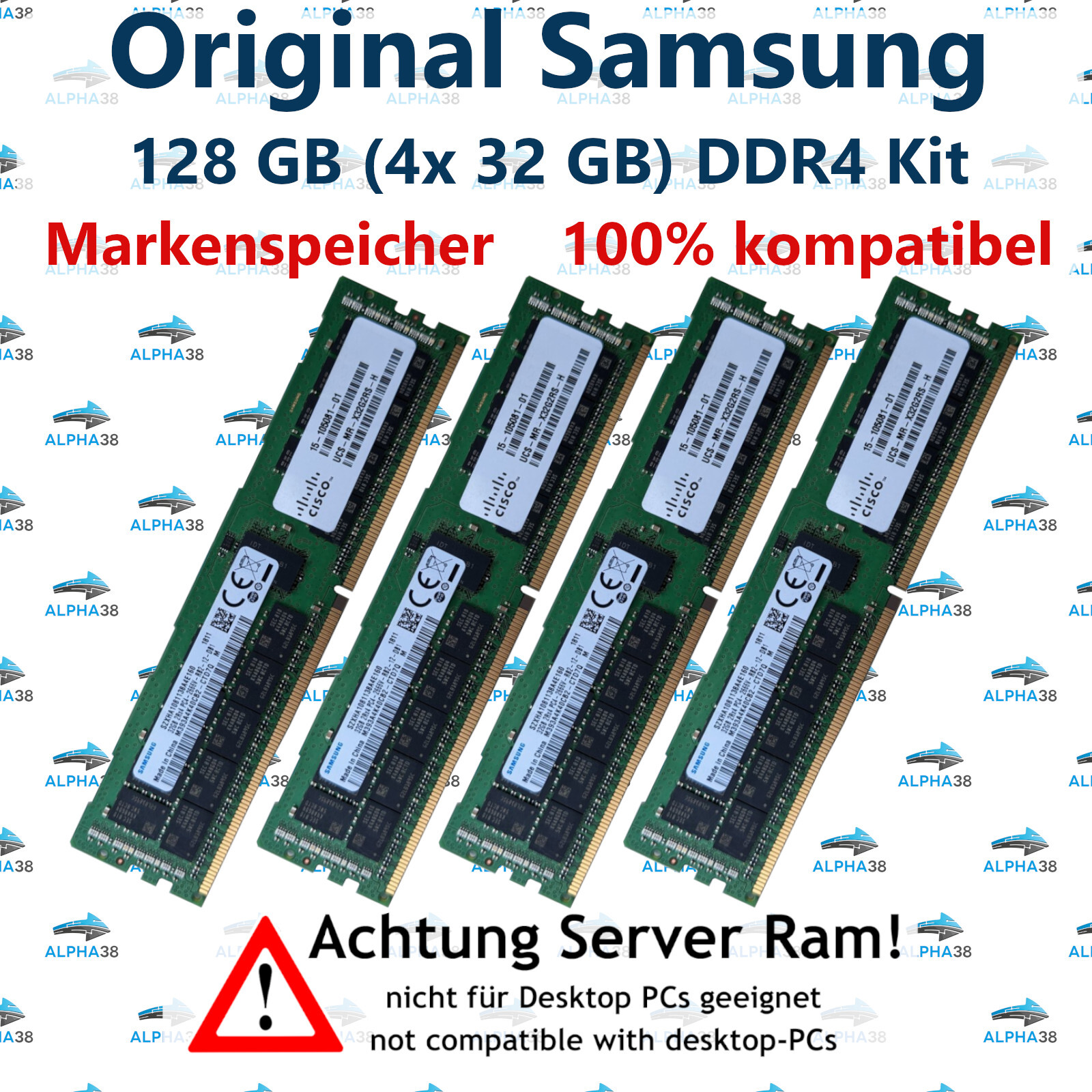 128 GB (4x 32 GB) RDIMM ECC DDR4-2666 Supermicro 5018D-FN4T 5018D-FN8T RAM