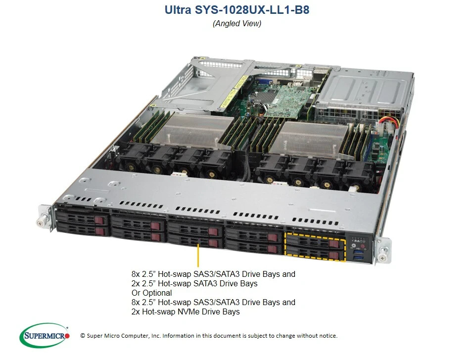 ✅*Authorized Partner*Supermicro SYS-1028UX-LL1-B8 1U Rackmout W/ X10DRU-XLL