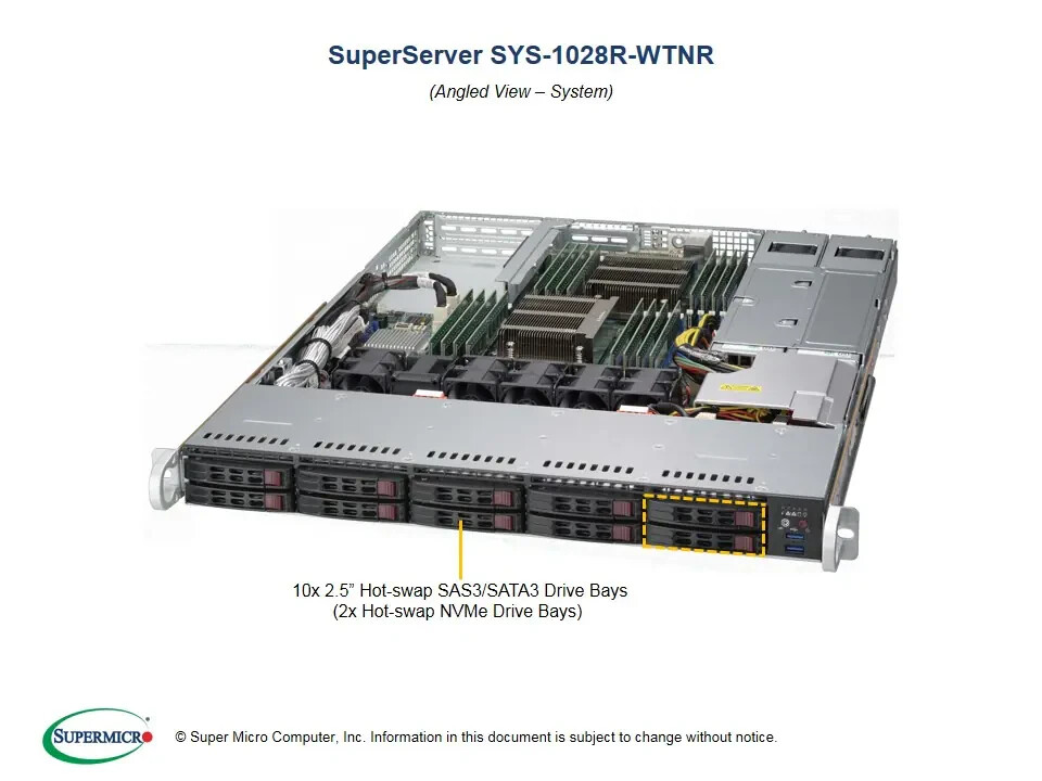 ✅*Authorized Partner*Supermicro SYS-1028R-WTNR 1U Rackmout W/ X10DRW-N