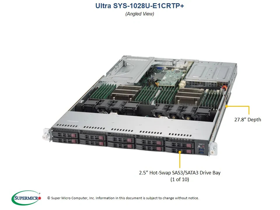 ✅*Authorized Partner*Supermicro SYS-1028U-E1CRTP+ 1U Rackmout W/ X10DRU-i+