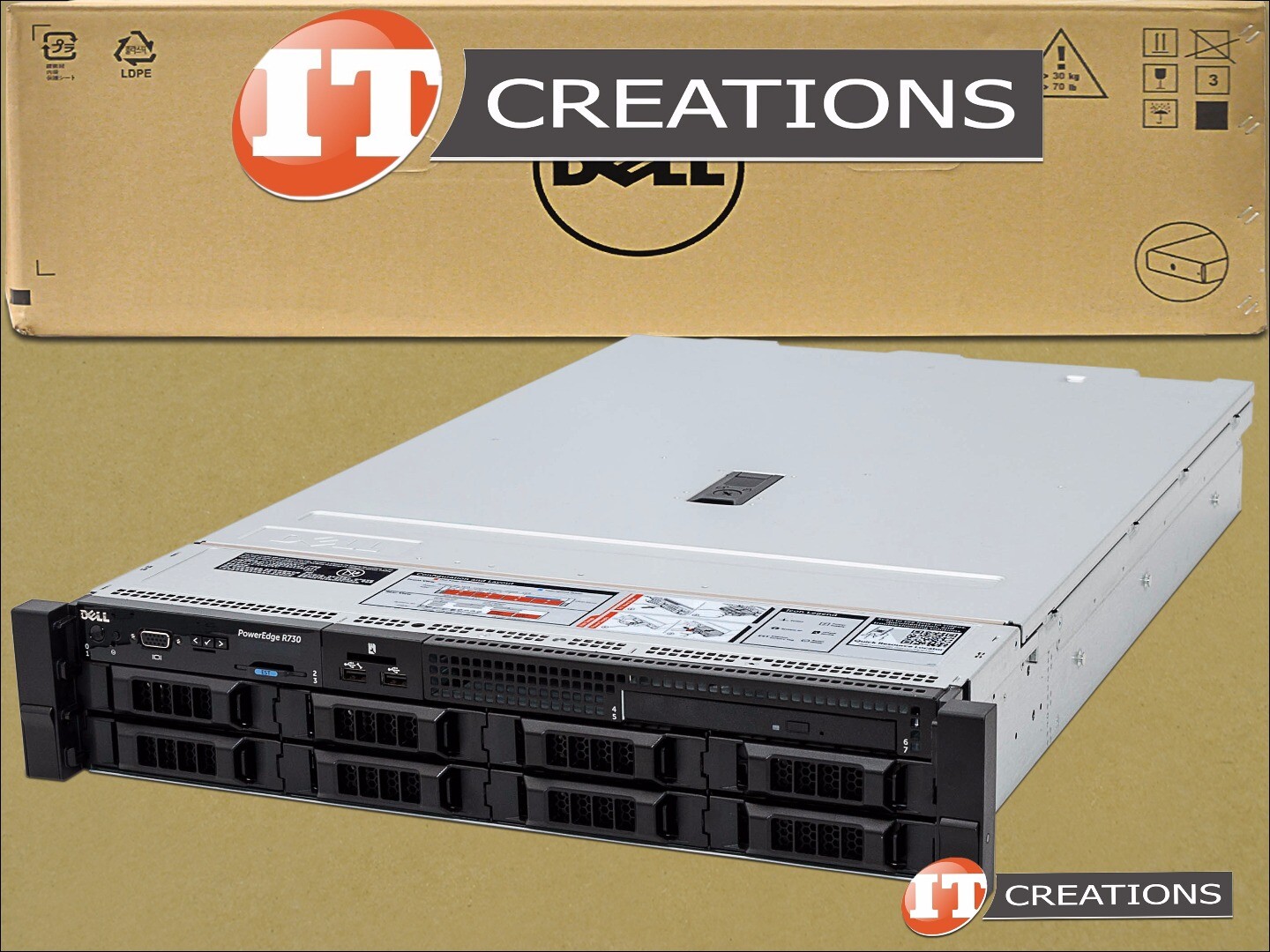 DELL POWEREDGE R730 LFF 8 BAY TWO E5-2620V3 2.4GHZ 64GB NO HDD H330