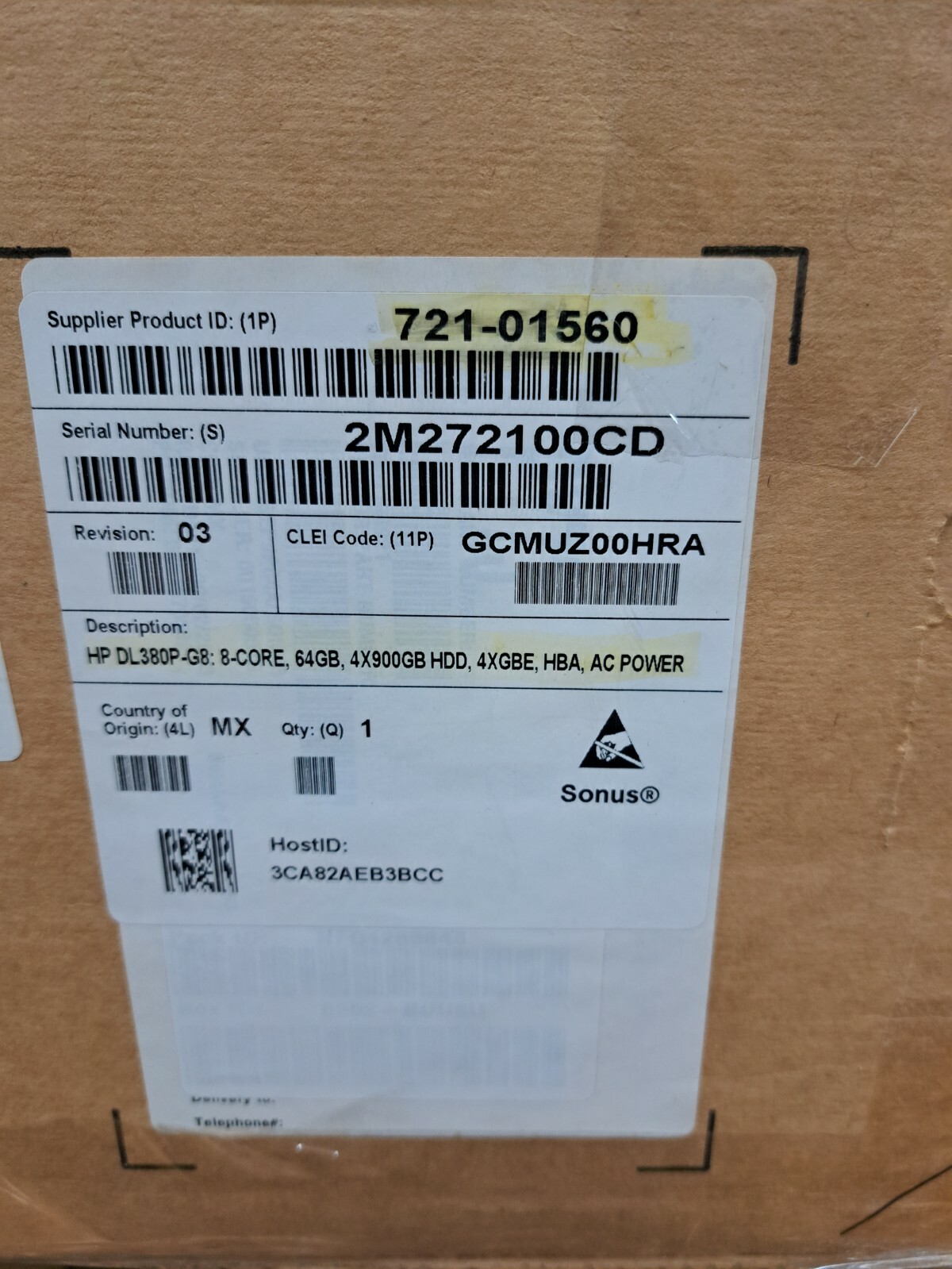 New, Hewlett Packard, DL380P-G8 (SR0LZ-AC), HP DL 380P-GEN8 SERVER