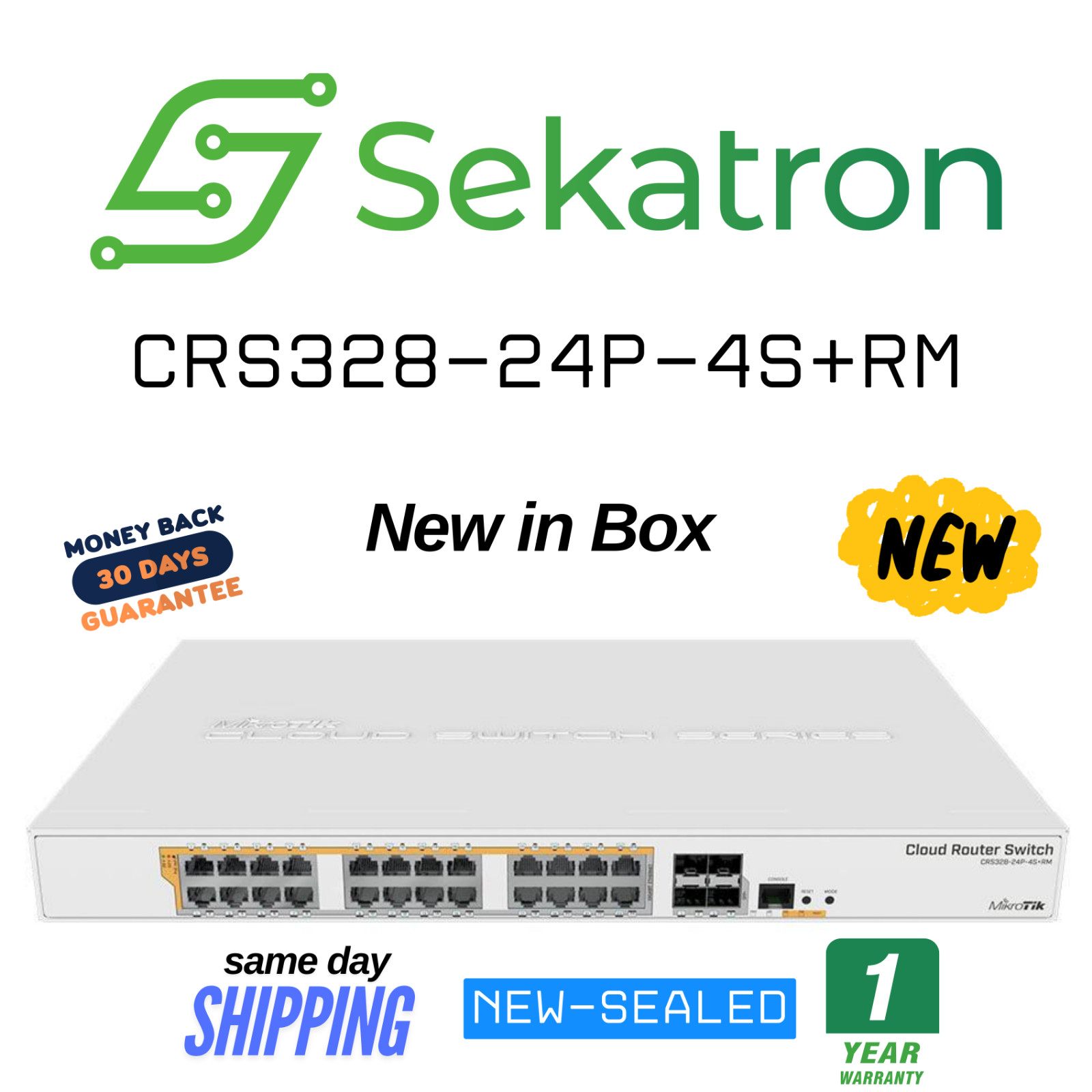 ♻️ NEW MikroTik CRS328-24P-4S+RM 24-Port PoE+ Cloud Router Switch – ⚡Fast Ship