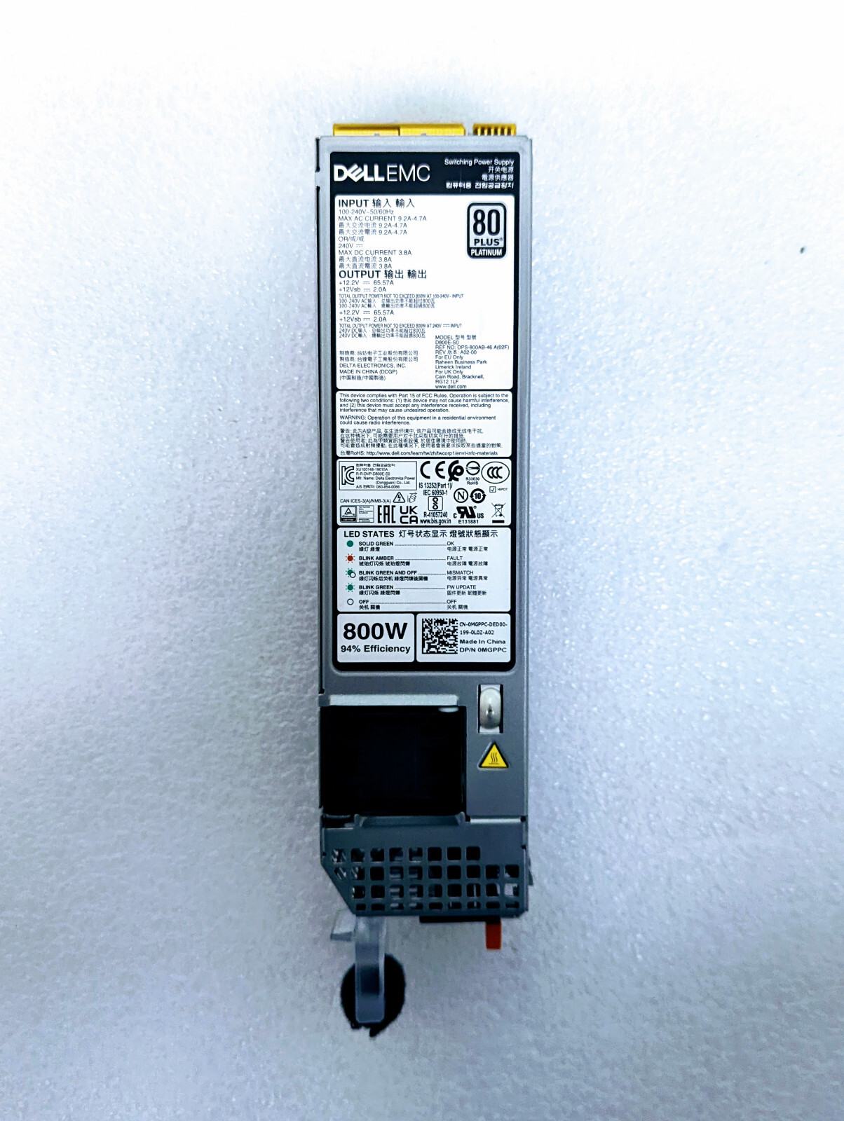 Dell PowerEdge 800W 80 Plus Platinum Server Power Supply 0MGPPC D800E-S0
