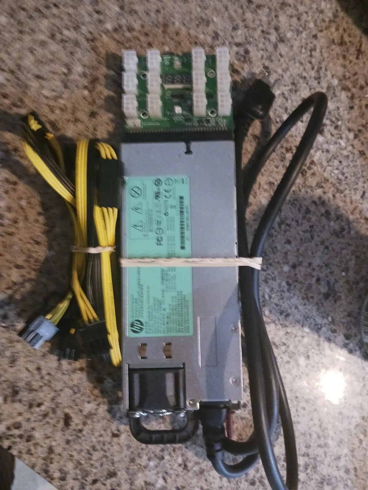 HP 1200W PSU   Server Adapter Breakout Board   W/ 4 Cables  power supply