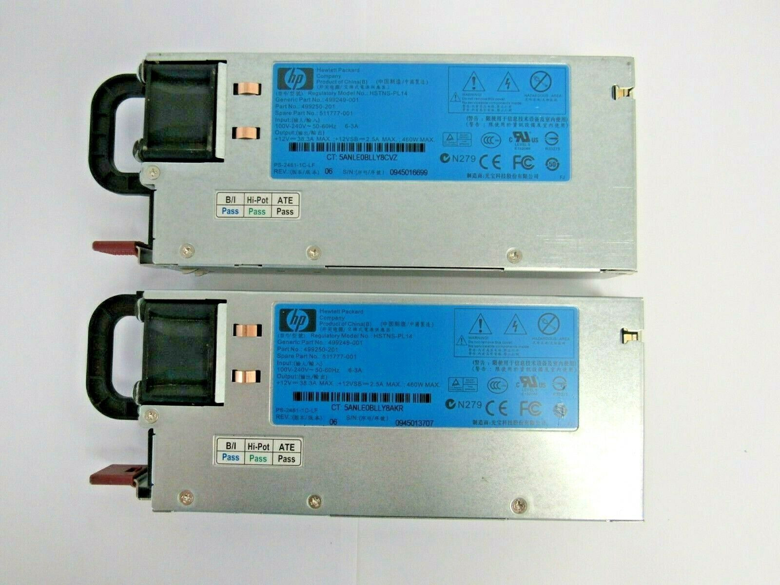 HP (Lot of 2) 511777-001 460W Server Power Supply 499250-201 499250-301  J32