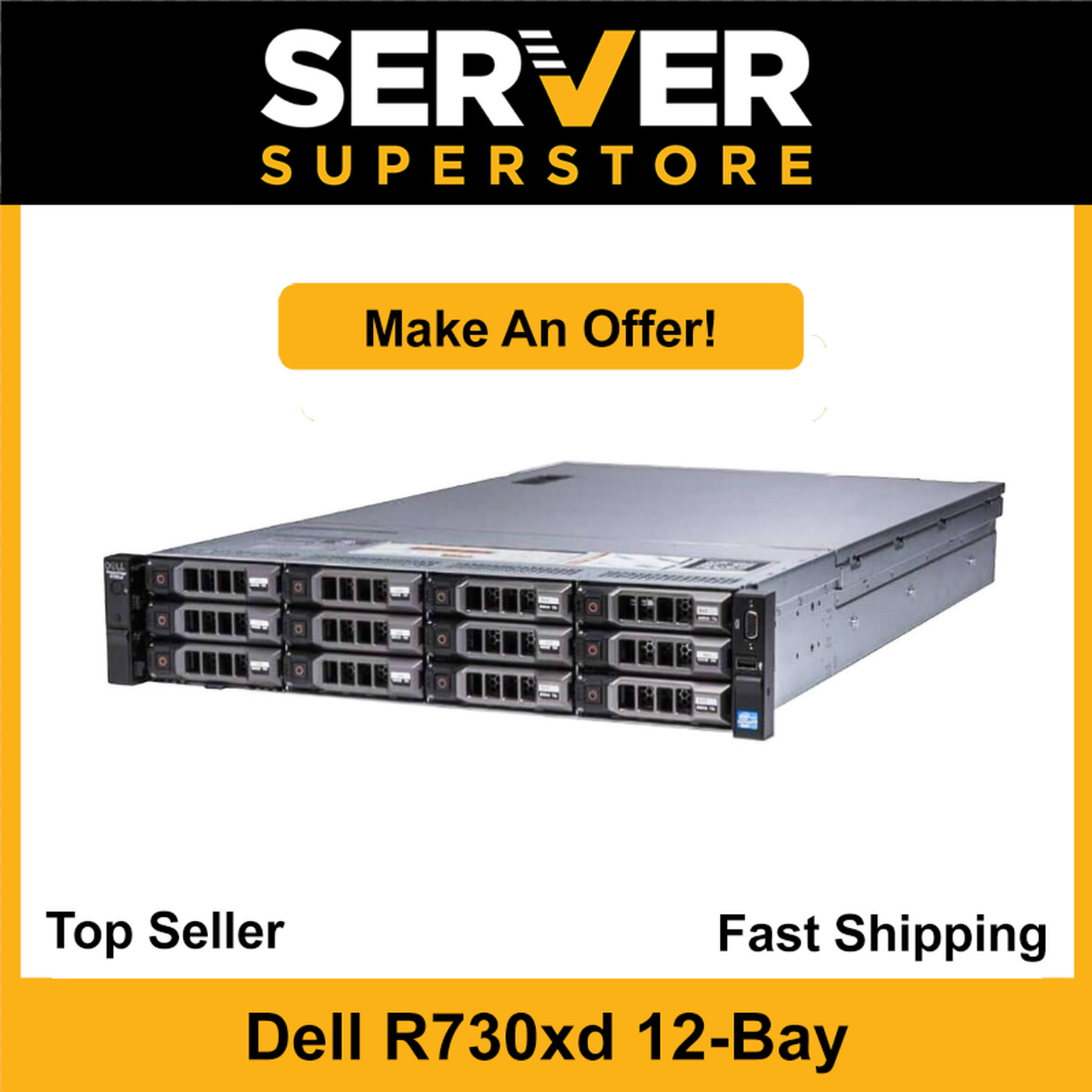 Dell PowerEdge R730XD Server 2x E5-2697 V4 =36 Cores H730P 64GB RAM 12x 1TB SAS