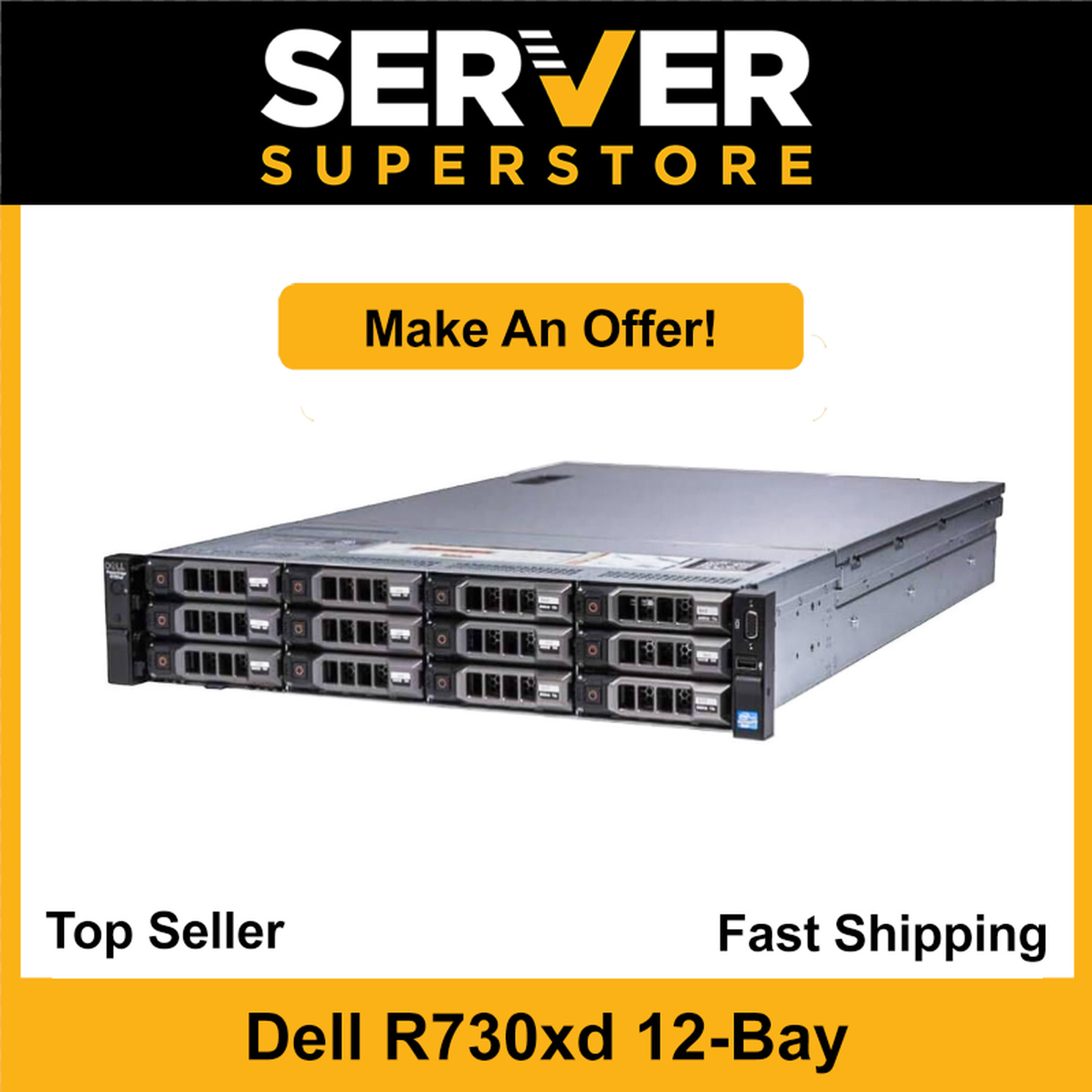 Dell PowerEdge R730XD Server 2x E5-2680 V3 = 24 Cores H730 32GB RAM 2x 3TB SAS