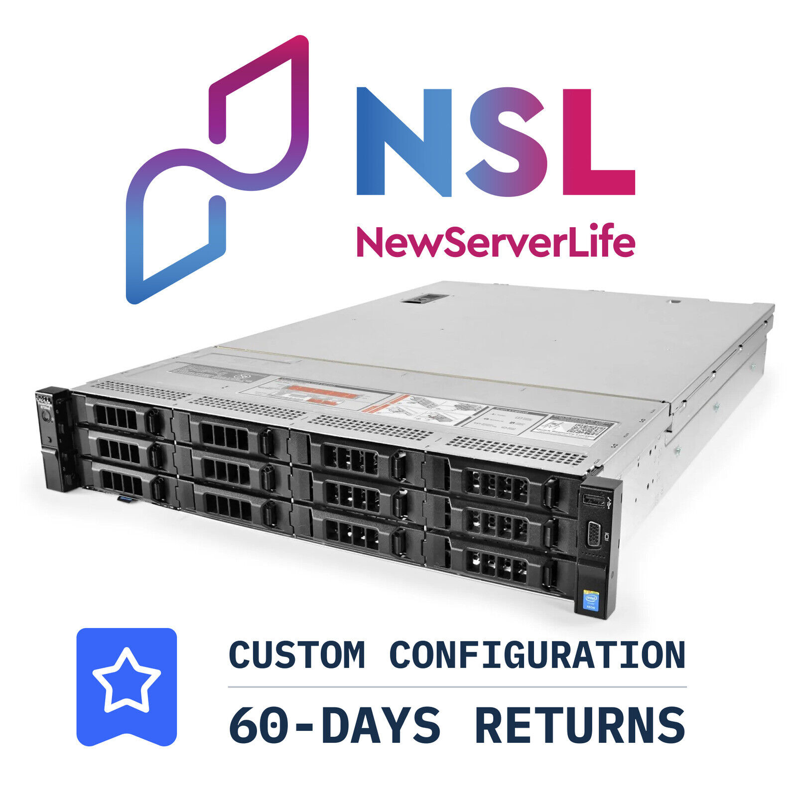 DELL R730XD 12LFF + 4LFF + 2SFF 2x E5-2660v3 2.6GHz =20 Cores 64GB H730 4xRJ45