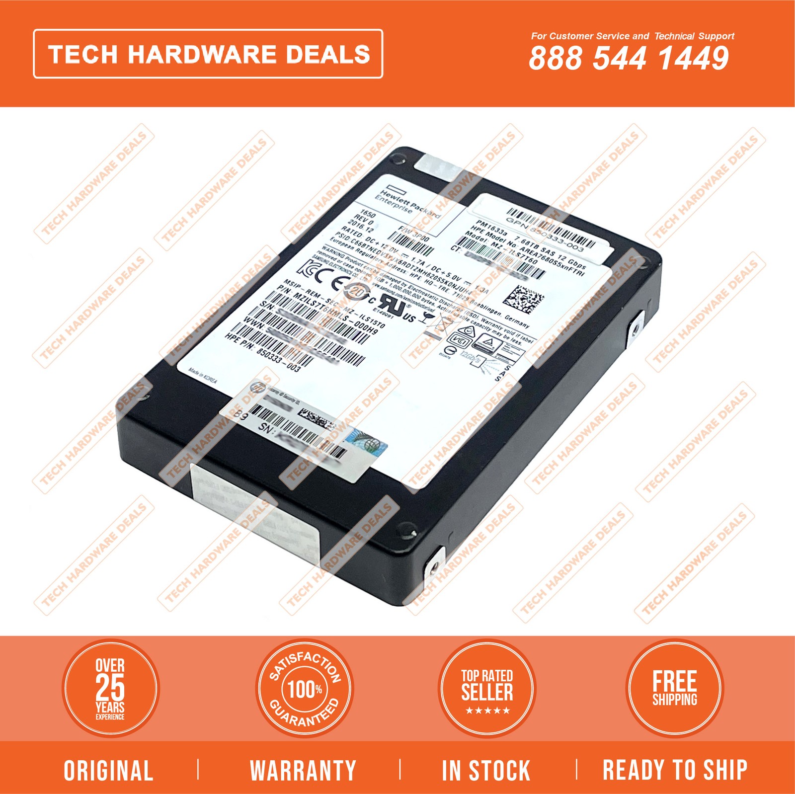 MZILS7T6HMLS-00007    Samsung PM1633a 7.68TB SAS 12G RI SFF SSD