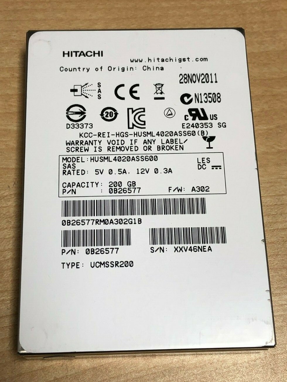 Hitachi 200GB 2.5″ SSD SAS DRIVE HUSML4020ASS600 0B26577 DELL hp server