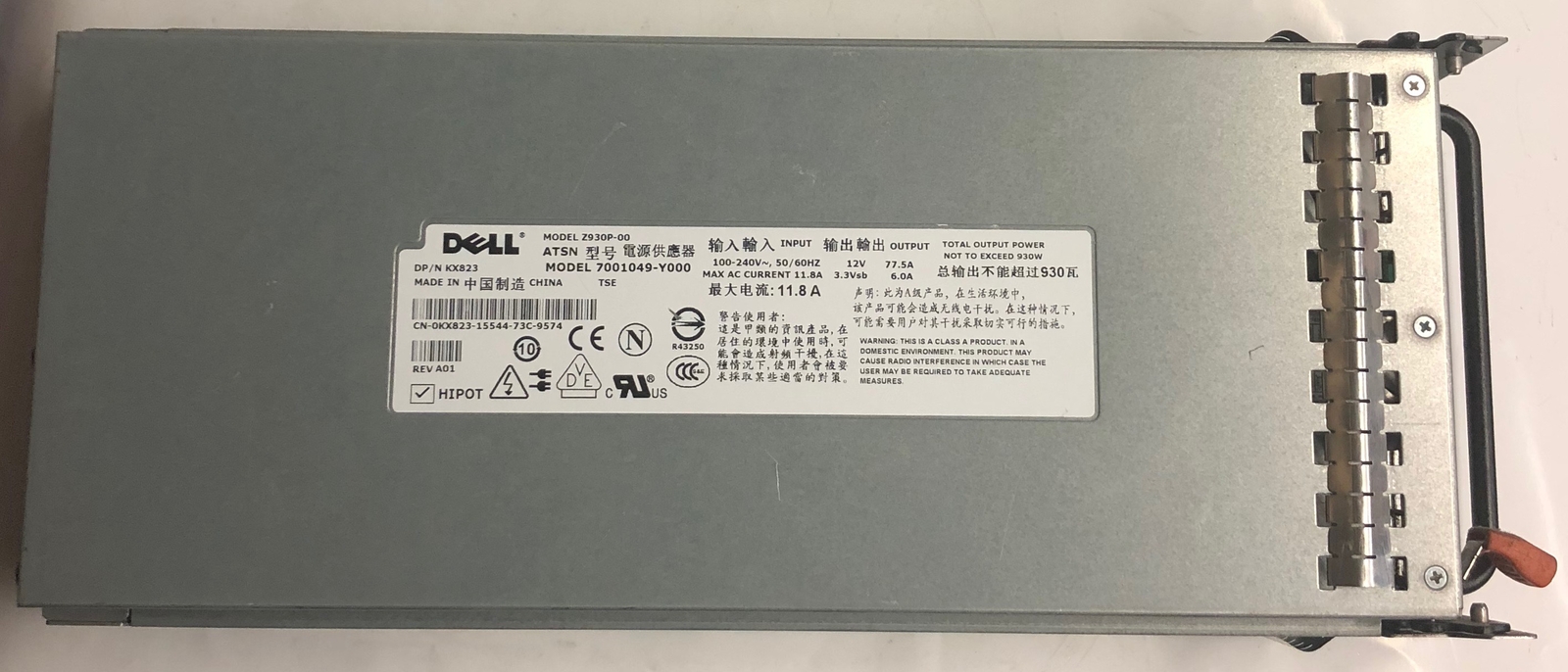 Dell PowerEdge 2900 Server Z930P-00 930W Power Supply- KX823