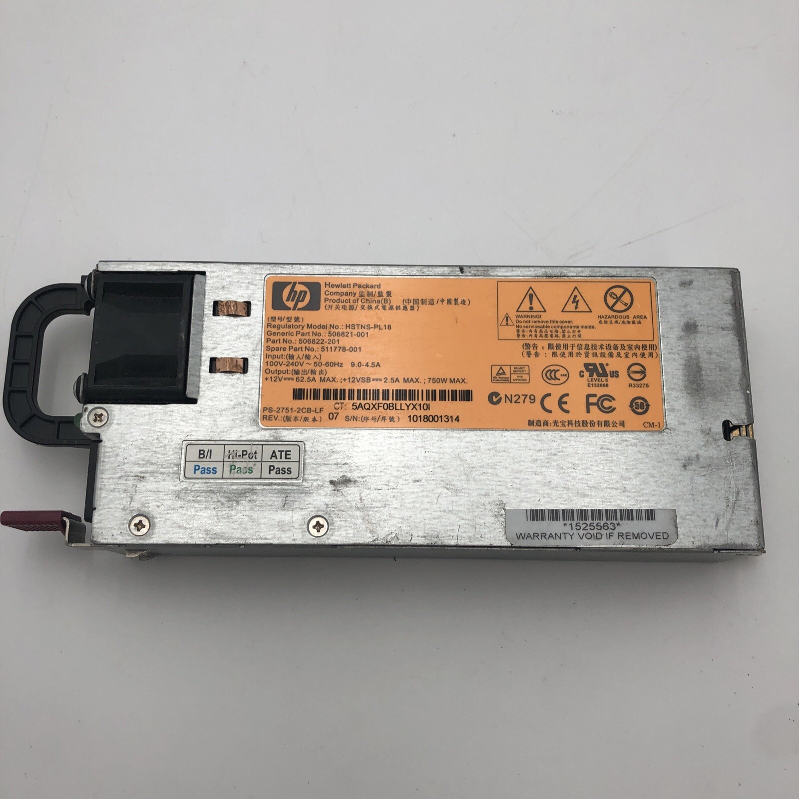 USED HP 750W Server Power Supply HSTNS-PL18 READ