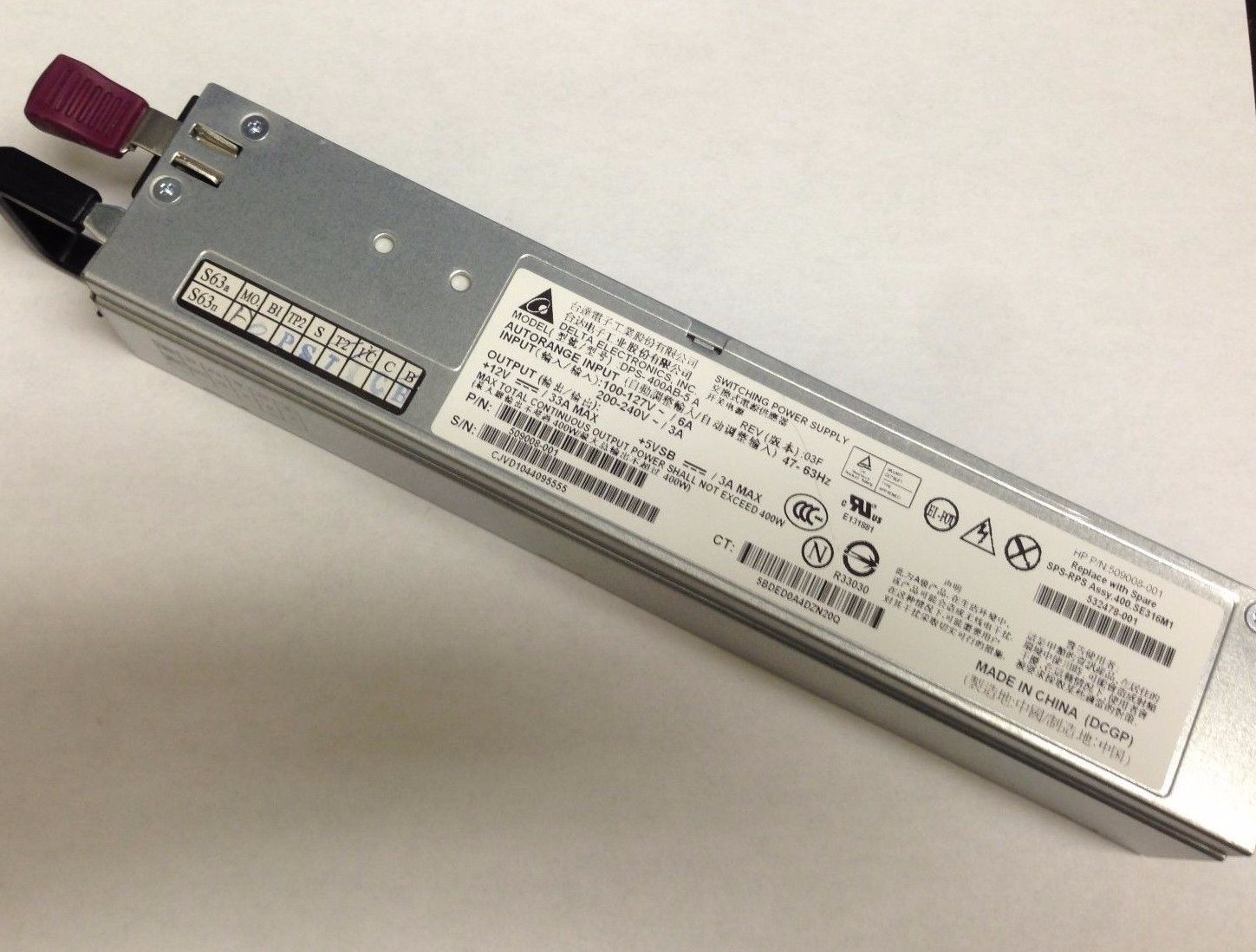 HP 532478-001 509008-001 Proliant DL320 G6 400W Hot-Plug Server Power Supply