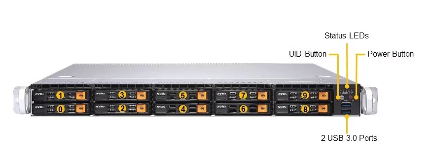 Supermicro AS-1114S-WN10RT NVMe AMD Server 1x EPYC 7543 32-Core 2.8GHz 384GB RAM