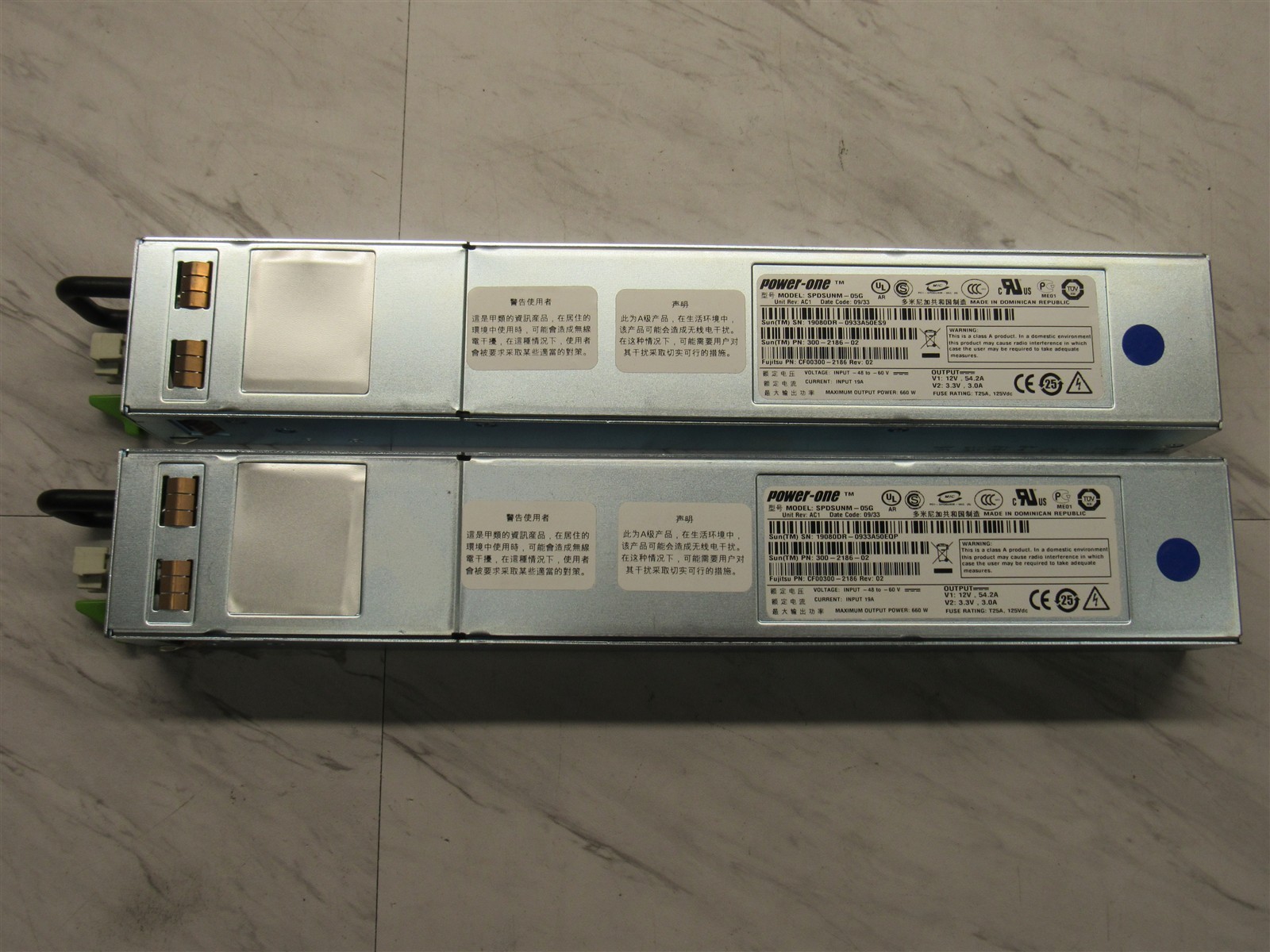 2 LOT – Power-One SUN SPDSUNM-05G, 660 Watt Server Power Supply 300-2186-02
