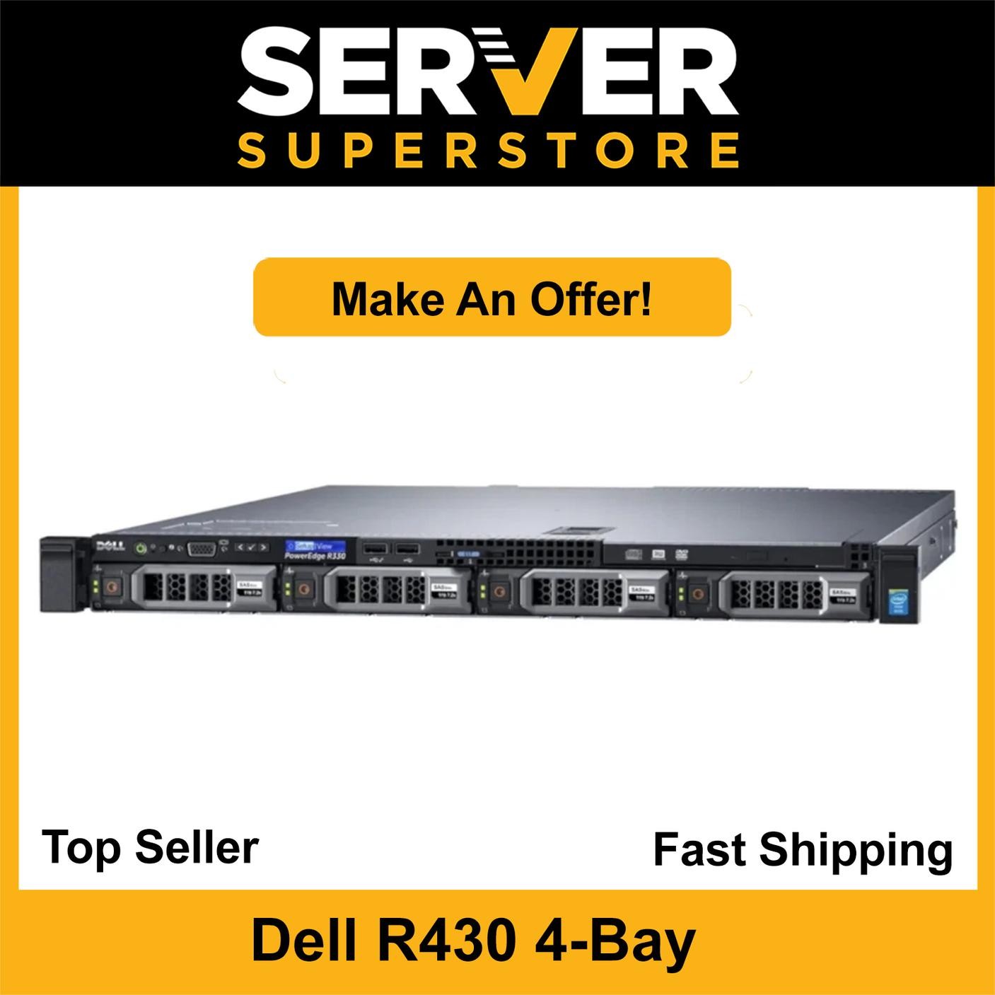 Dell PowerEdge R430 Server 2x E5-2667 V4-3.2GHz =16 Cores H730 32GB RAM 4x trays