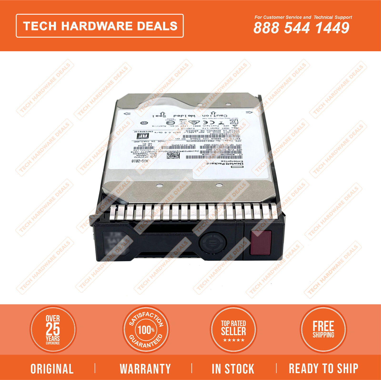 857967-001 0 Hrs w/Tray   HPE 10TB SATA 6G 7.2K LFF SC He 512e DS HDD