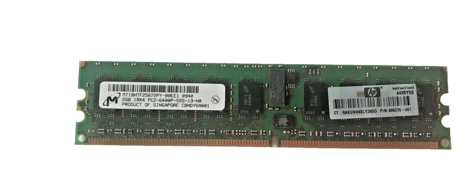 Micron/ HP Server Ram  499276-061 2GB 1RX4 PC2 6400P DDR2 MT18HTF25672PY-80EE1