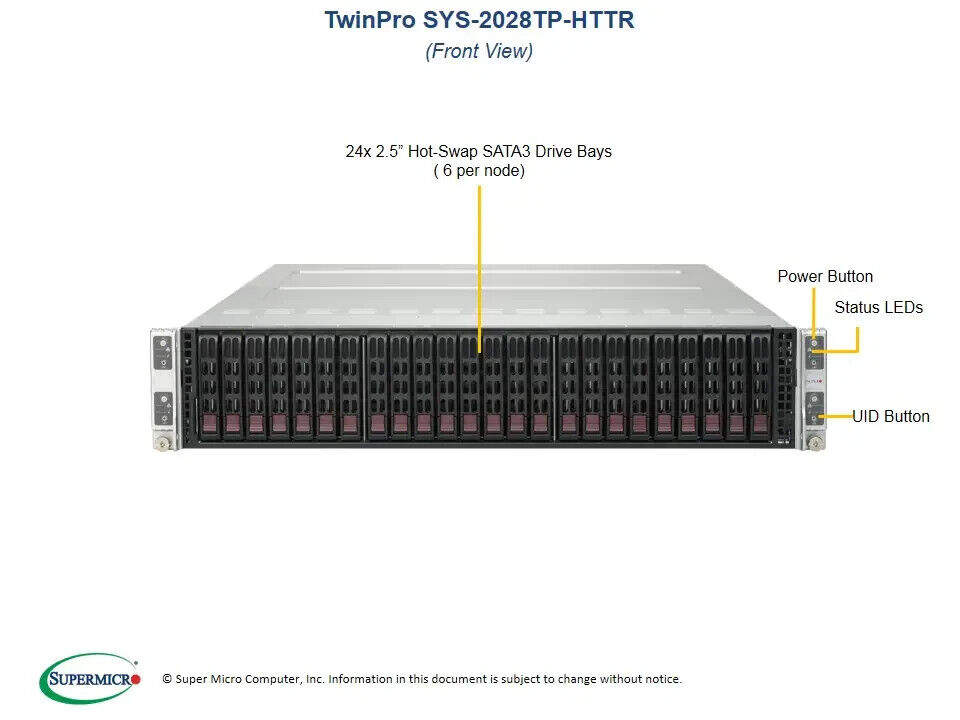 Supermicro 2U Barebones Server SYS-2028TP-HTTR NO-CPU/RAM/SDD