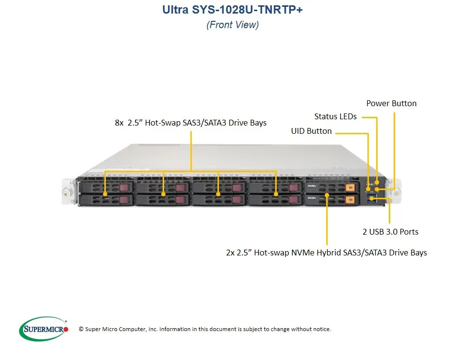 Supermicro SYS-1028U-TNRTP+ Barebones Server NEW IN STOCK 5 Yr Warranty
