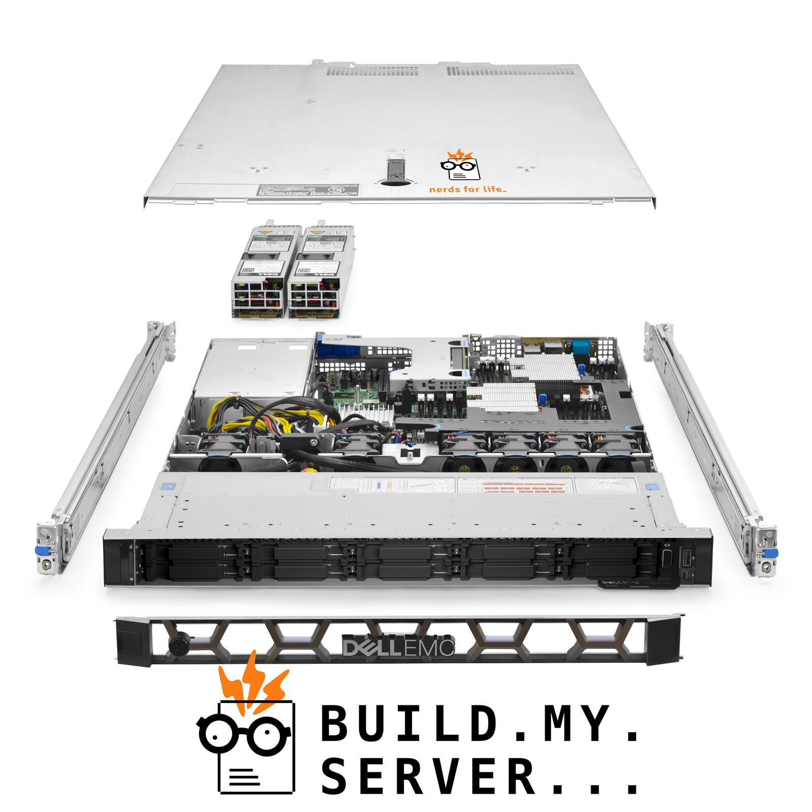 Dell PowerEdge R440 Server 2.10Ghz 24-Core 96GB RAM 2x 480GB SSD 8x 1.2TB Rails