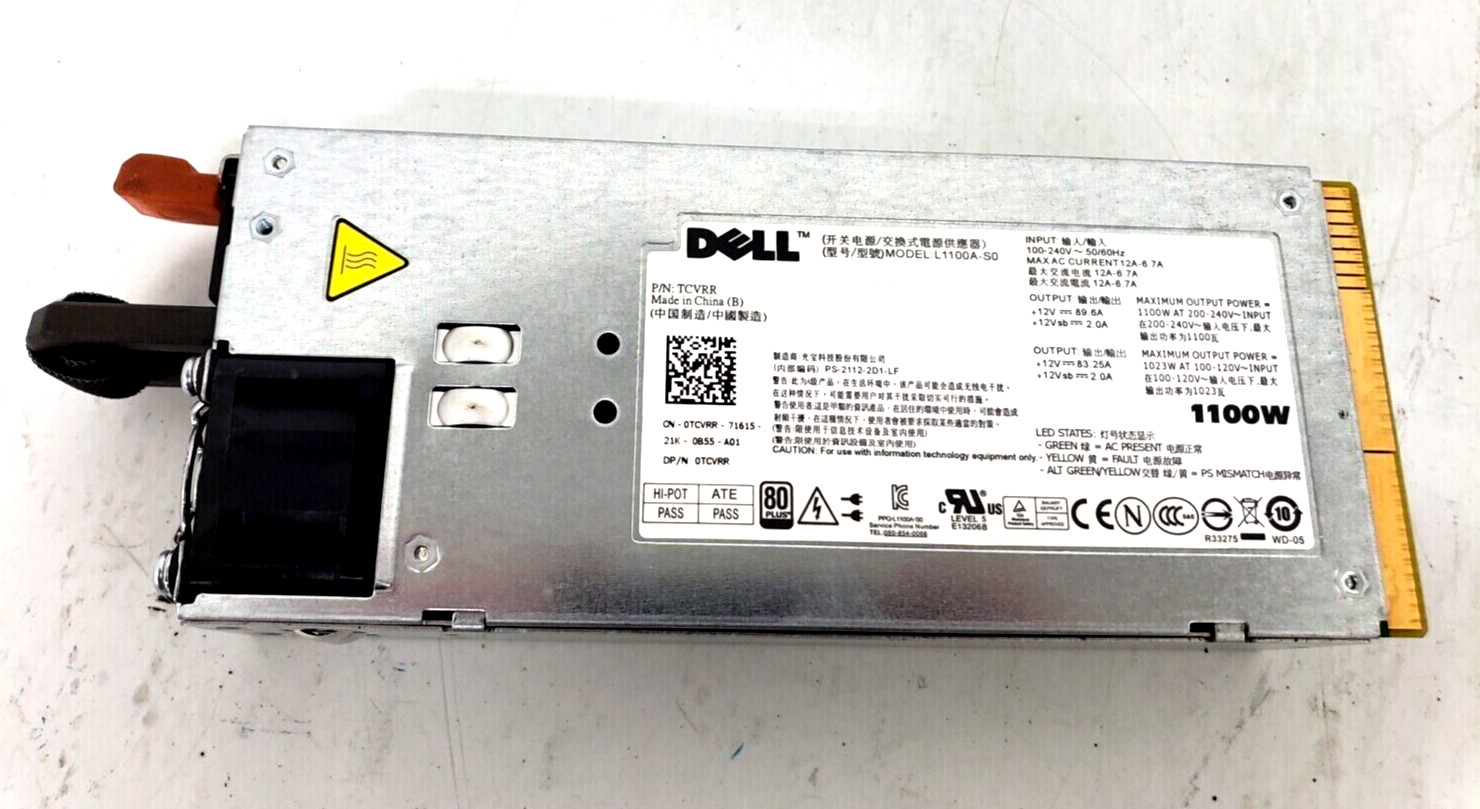 Dell 1100W Server Power Supply Redundant L1100A-S0 TCVRR 0TCVRR