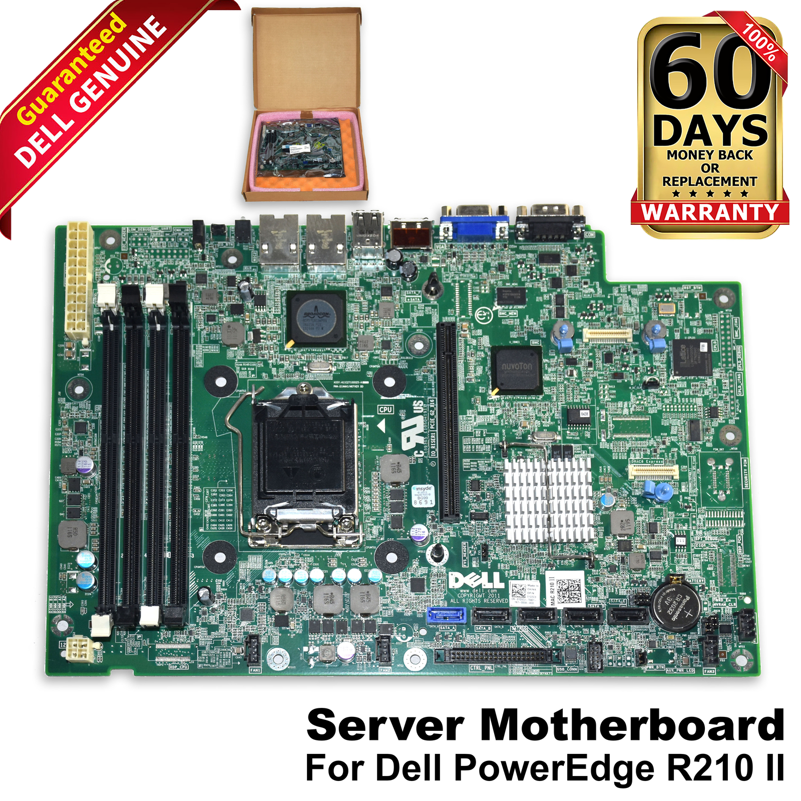 Dell PowerEdge R210 II Motherboard LGA1155 Intel C202 4-Slots DDR3 1G5C3 9T7VV