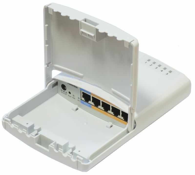 Mikrotik PowerBox RB750P-PBr2 Outdoor Router with 5xEthernet and 4xPoE Output.