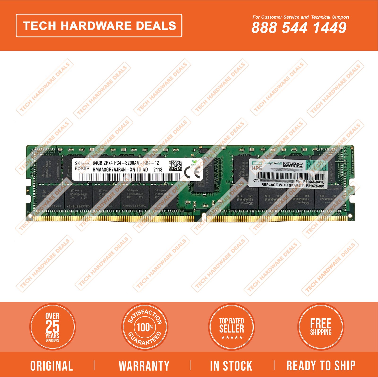 P21676-001    HPE 64GB (1x64GB) Dual Rank x4 DDR4-3200 CAS-22-22-22 Registered S