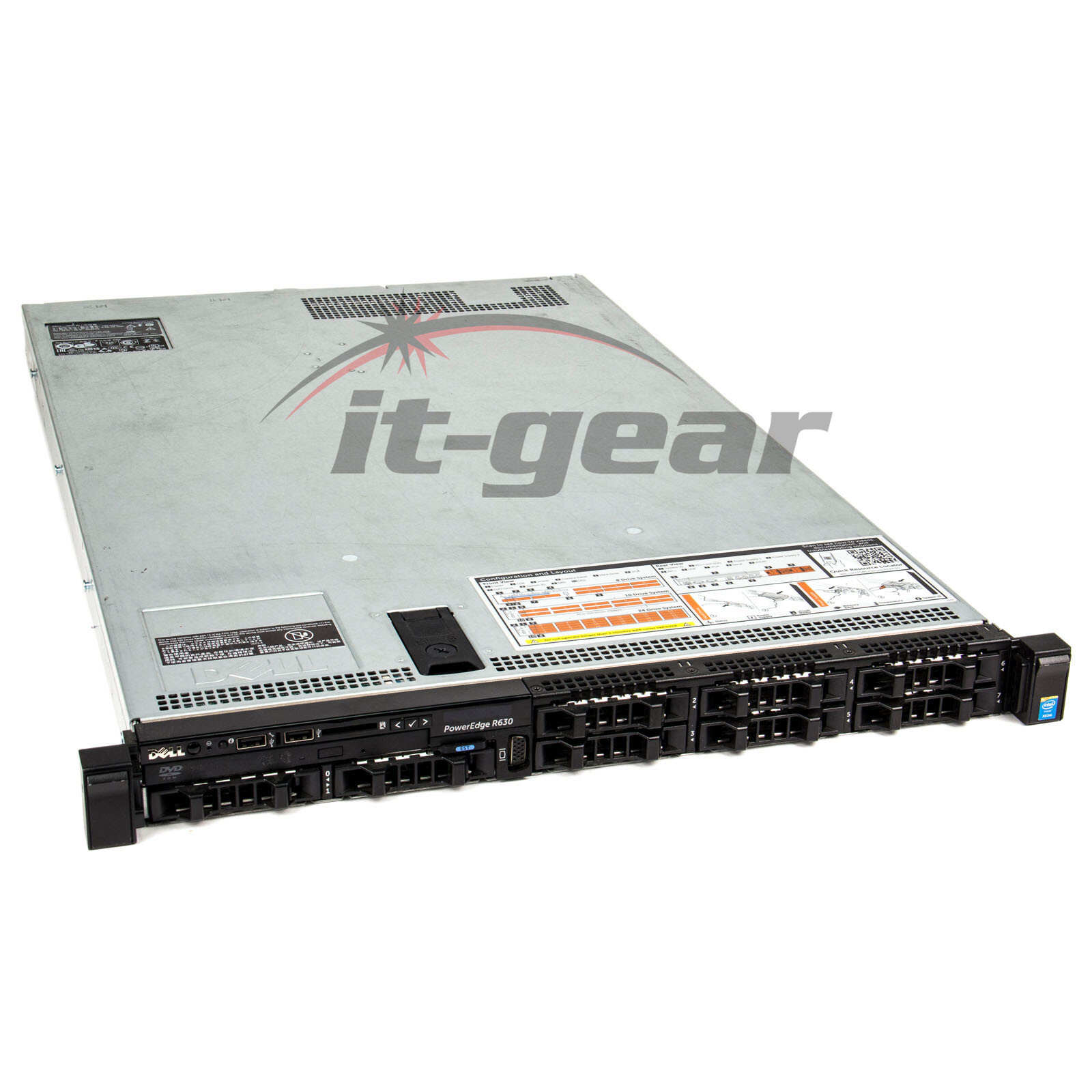 Dell PowerEdge R630,2-2.6ghz 10c,128gb,H330,8-trays,Idrac 8 Ent,2x750w