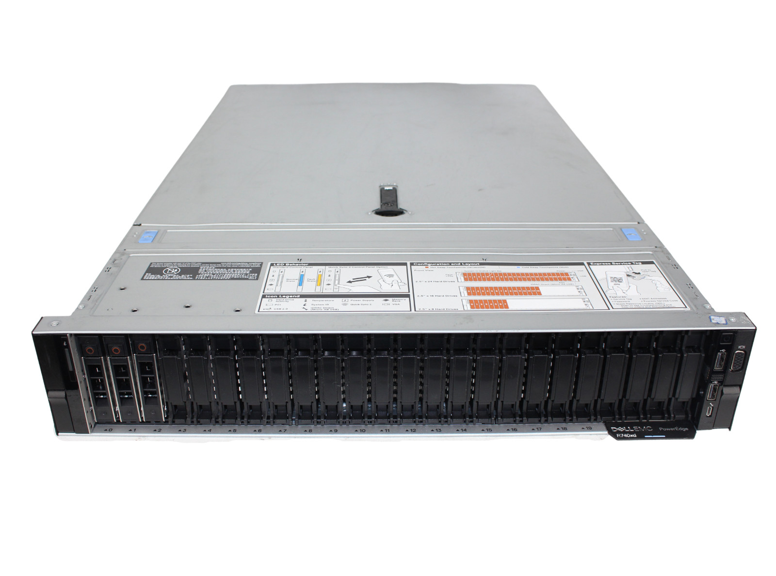 Poweredge R740XD 28SFF SLVR Procs 4110 4112 4114 4116 Upto 256GB RAM 21TB HD