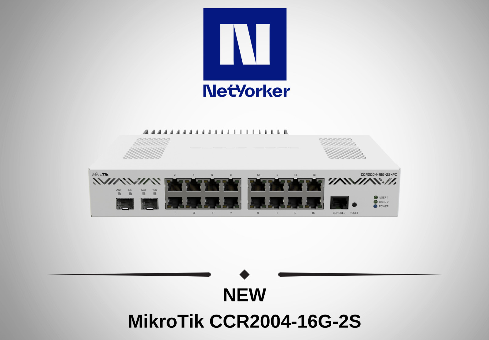 New Sealed MikroTik CCR2004-16G-2S+ 16 Port 2xSFP+ Cloud Core Router -Fast Ship