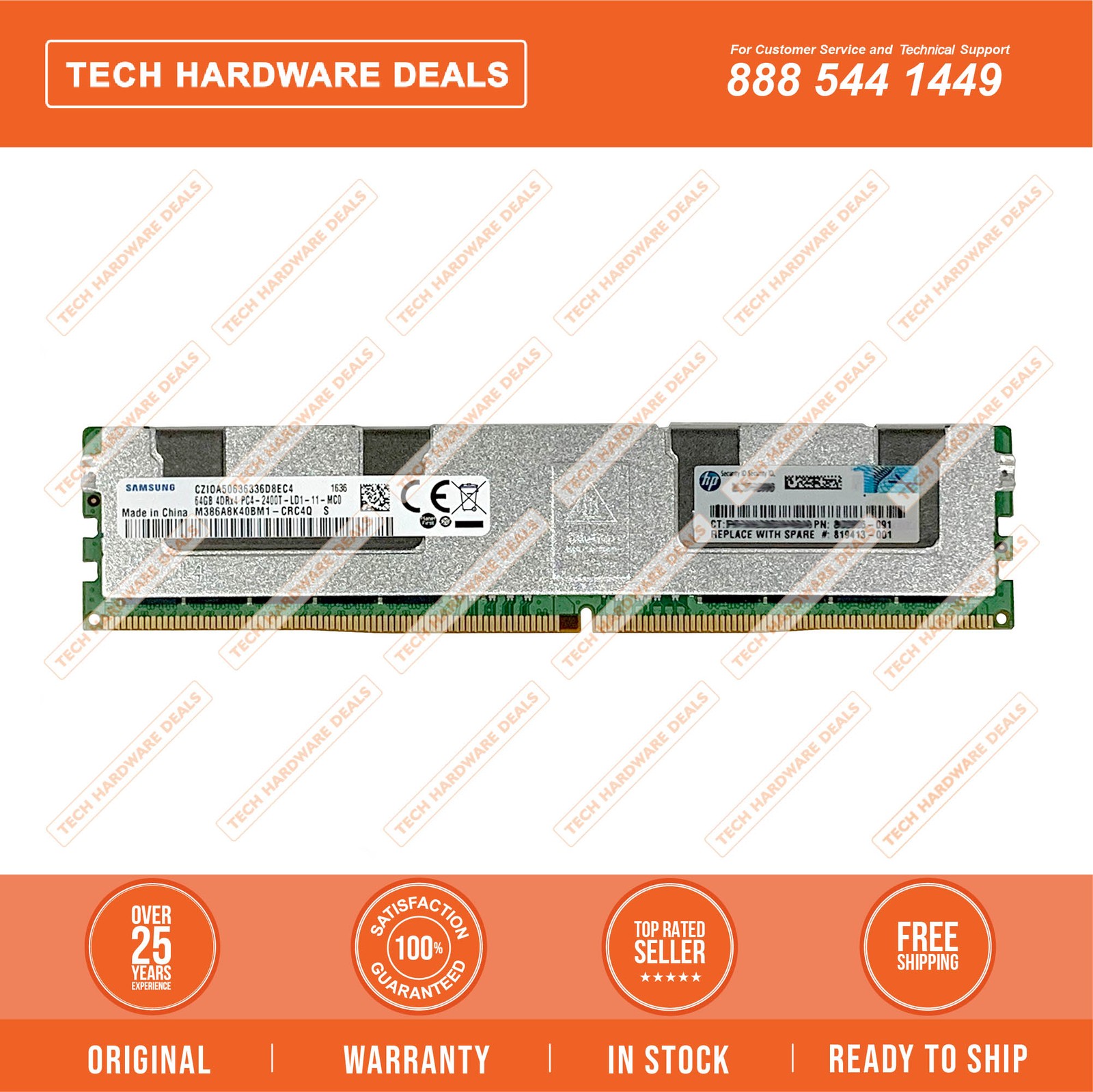 819413-001    HP 64GB (1x64GB) Quad Rank x4 DDR4-2400 CAS-17-17-17 Load Reduced