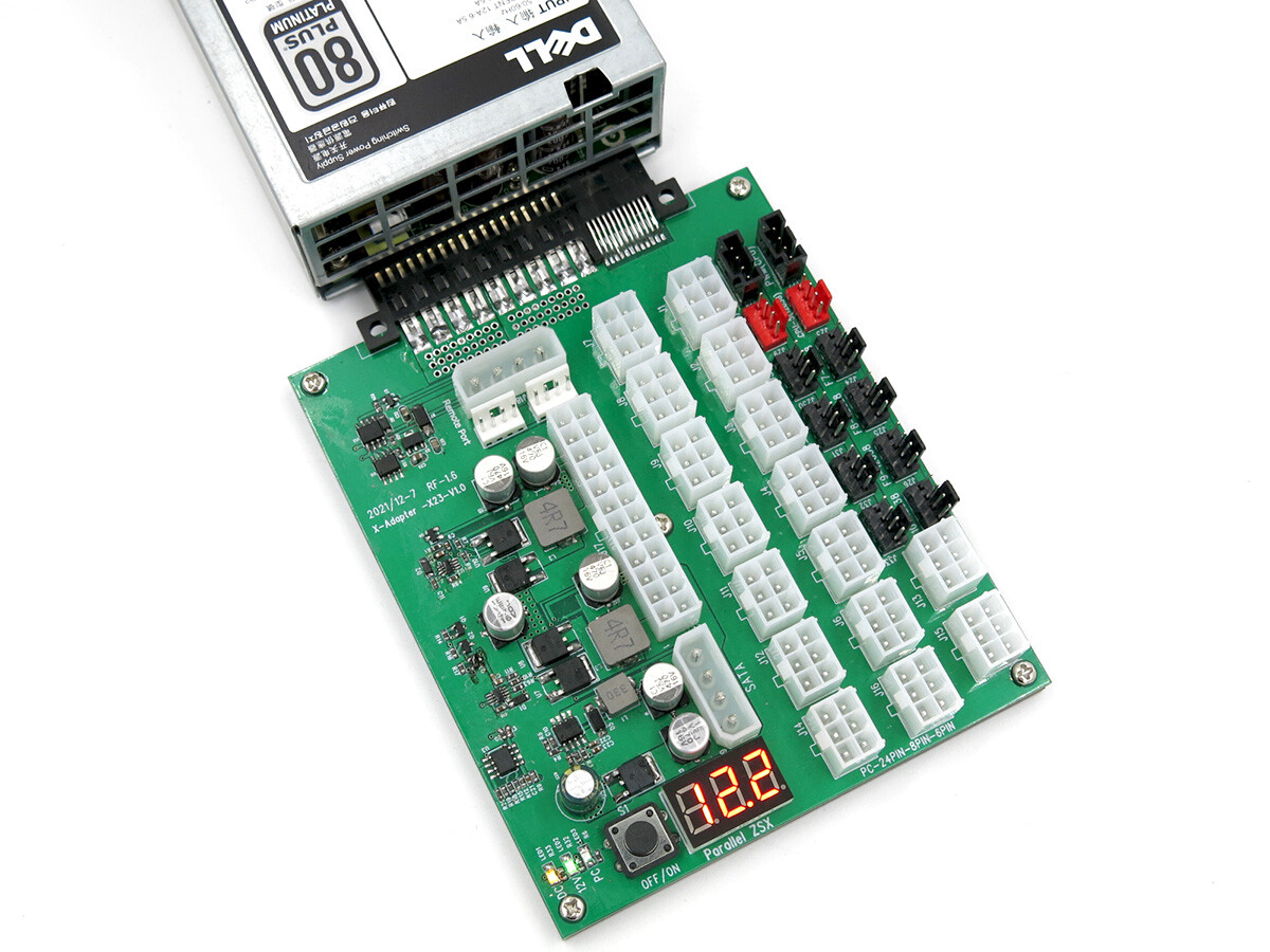 16 Port Breakout Board + PCIE Cables for HP DELTA 750 1200 1400W PSU GPU Mining