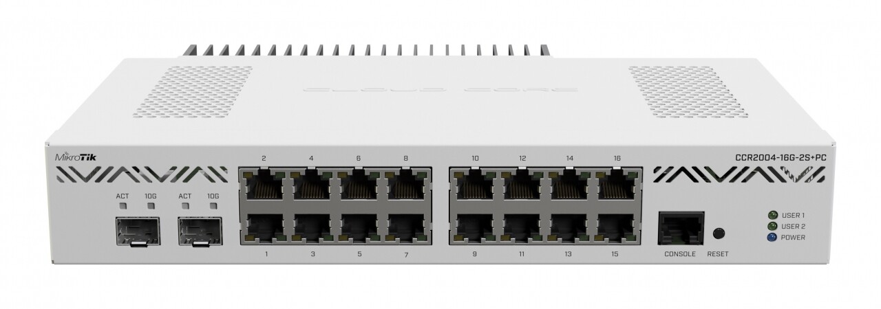 MIKROTIK Cloud Core Router 2x 10G SFP+ ports 16x Gigabit LAN CCR2004-16G-2S+PC