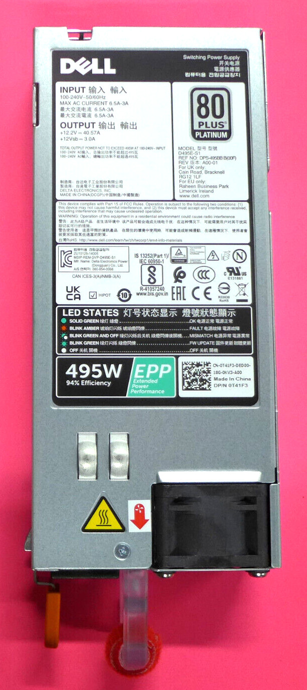 Dell PowerEdge 495W EPP Server Power Supply D495E-S1 T41F3